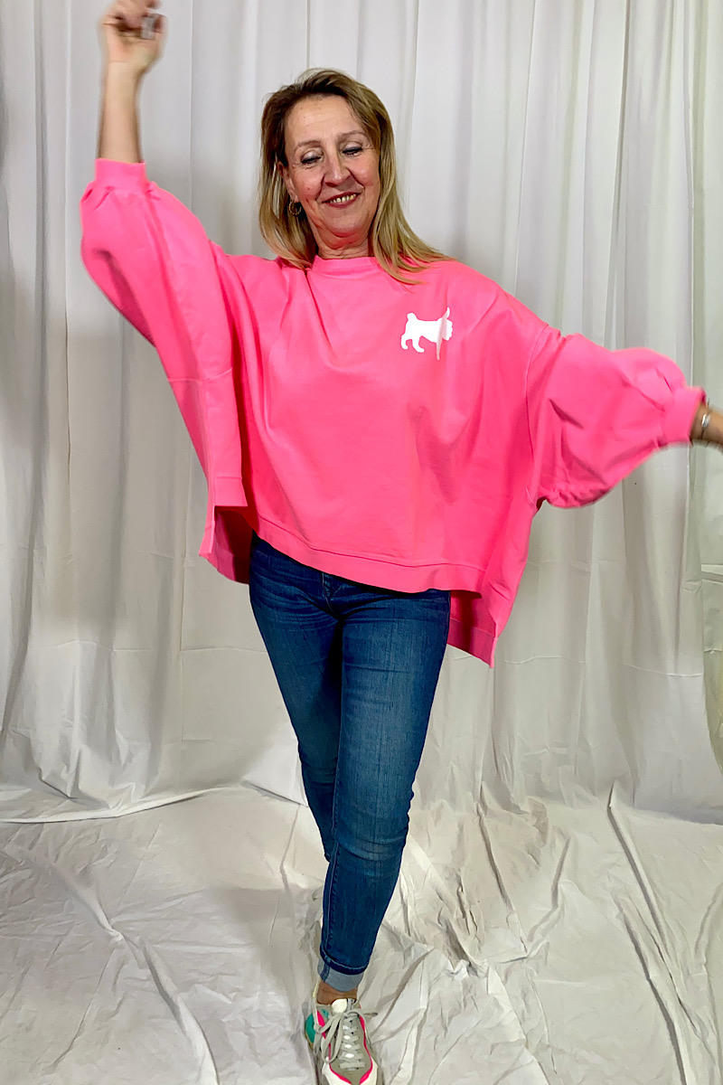 Sweatshirt Oversized neon pink - Love Joy Victory